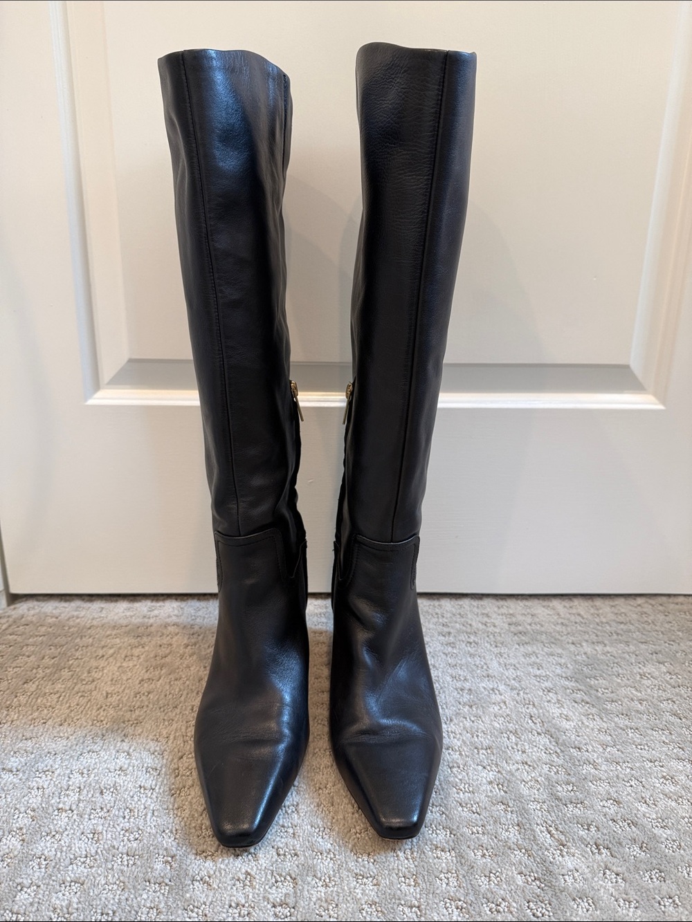 Vince Camuto Cristen Black Leather Knee-High Boots Size 9.5 Wide Calf